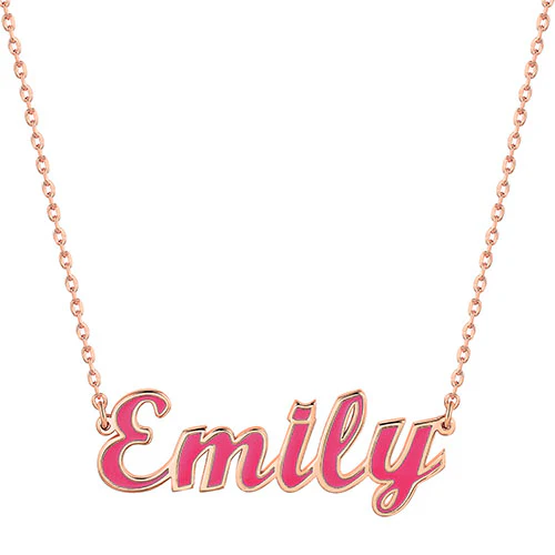 Personalized Enamel Script Name Necklace - Image 6