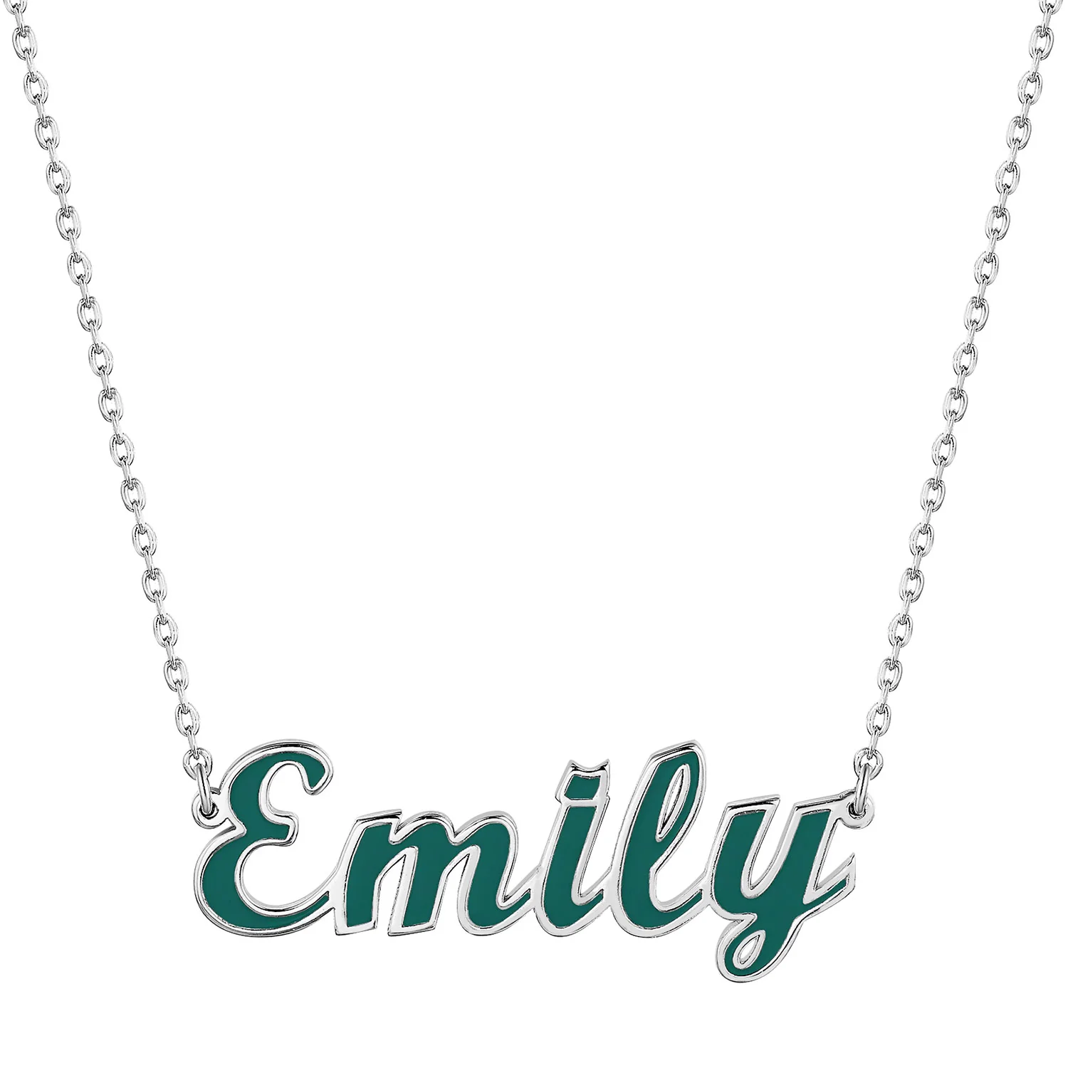 Personalized Enamel Script Name Necklace - New Fall Colors - Image 2