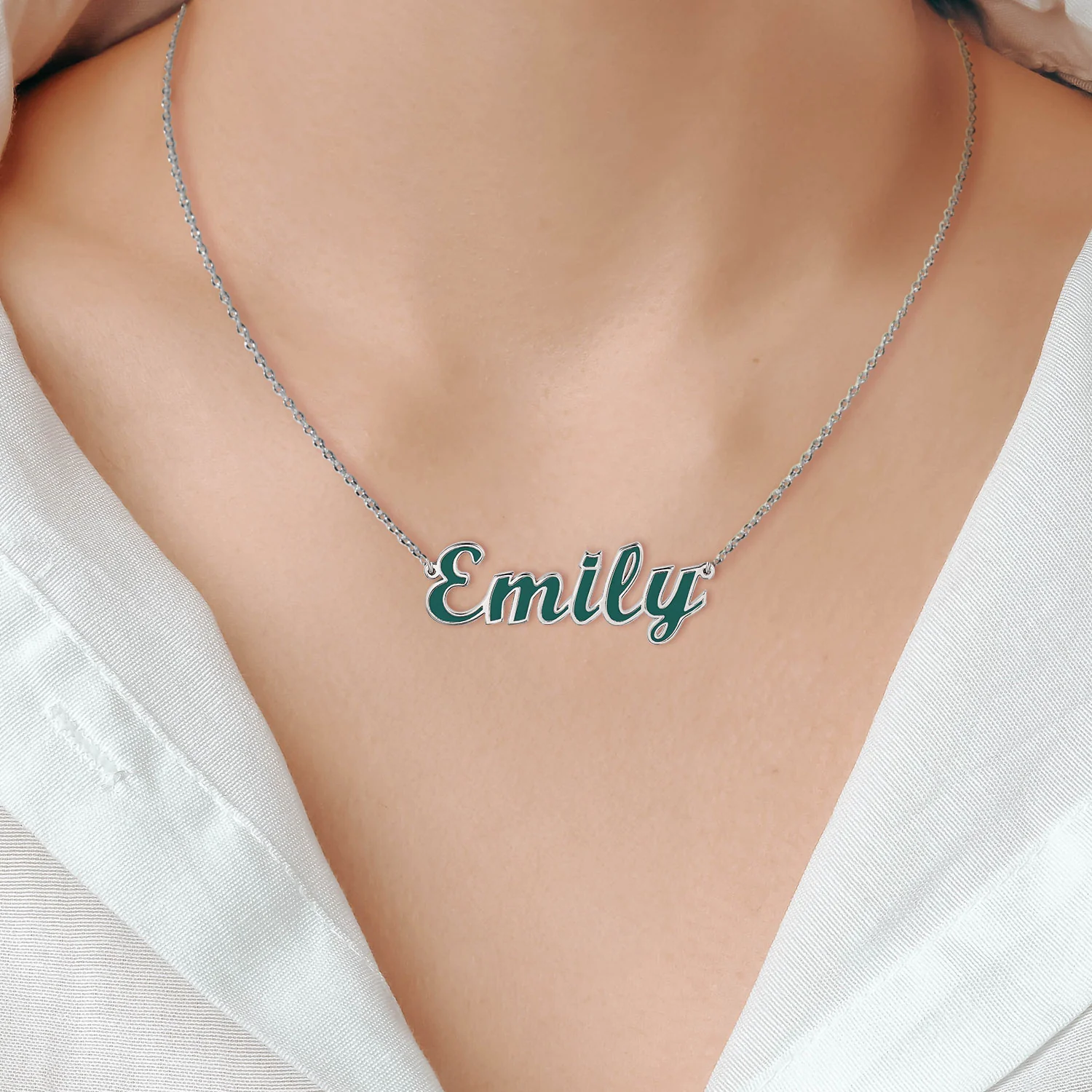 Personalized Enamel Script Name Necklace - New Fall Colors - Image 3