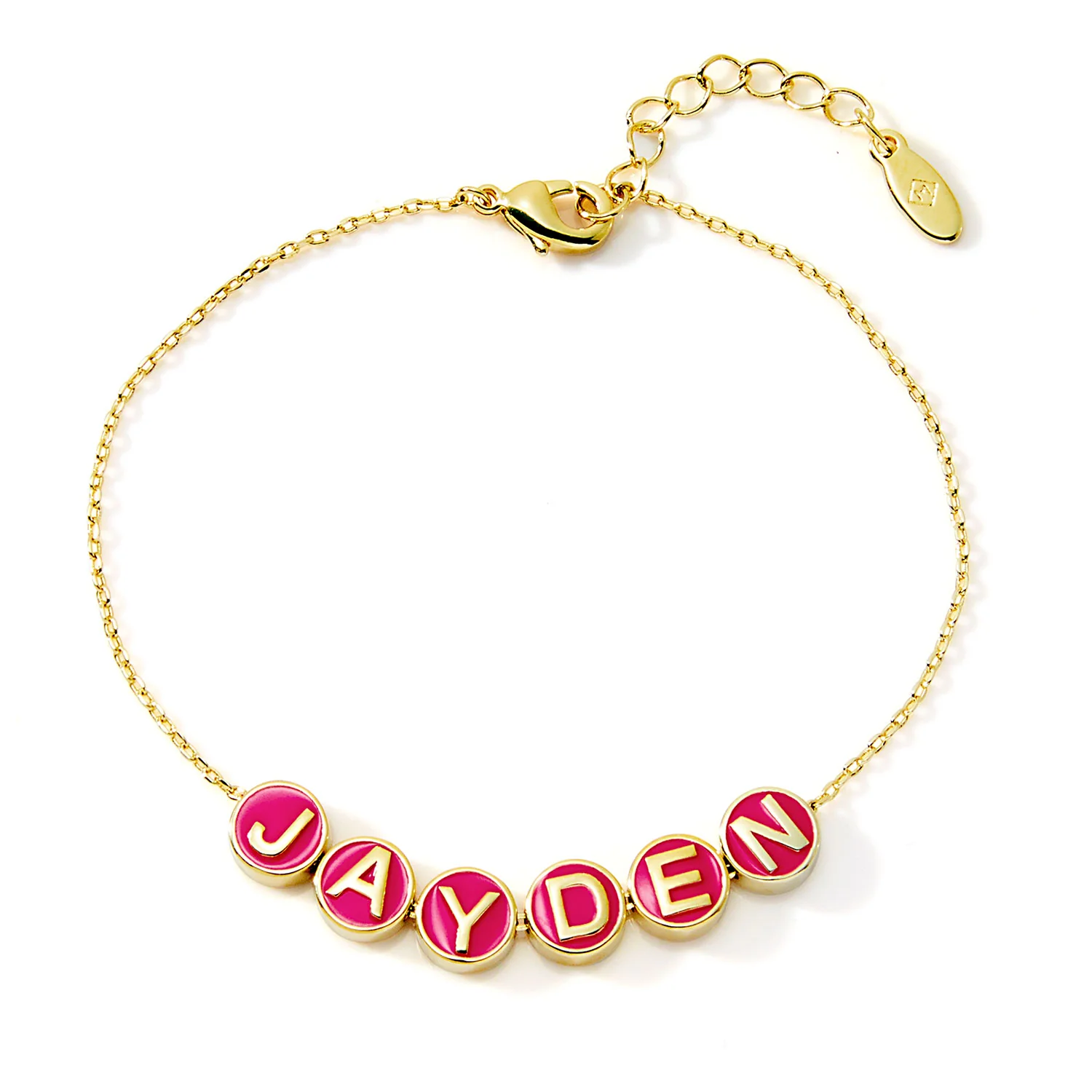 Personalized Enamel Slider Charm Name/ Initial Bracelet - Image 3