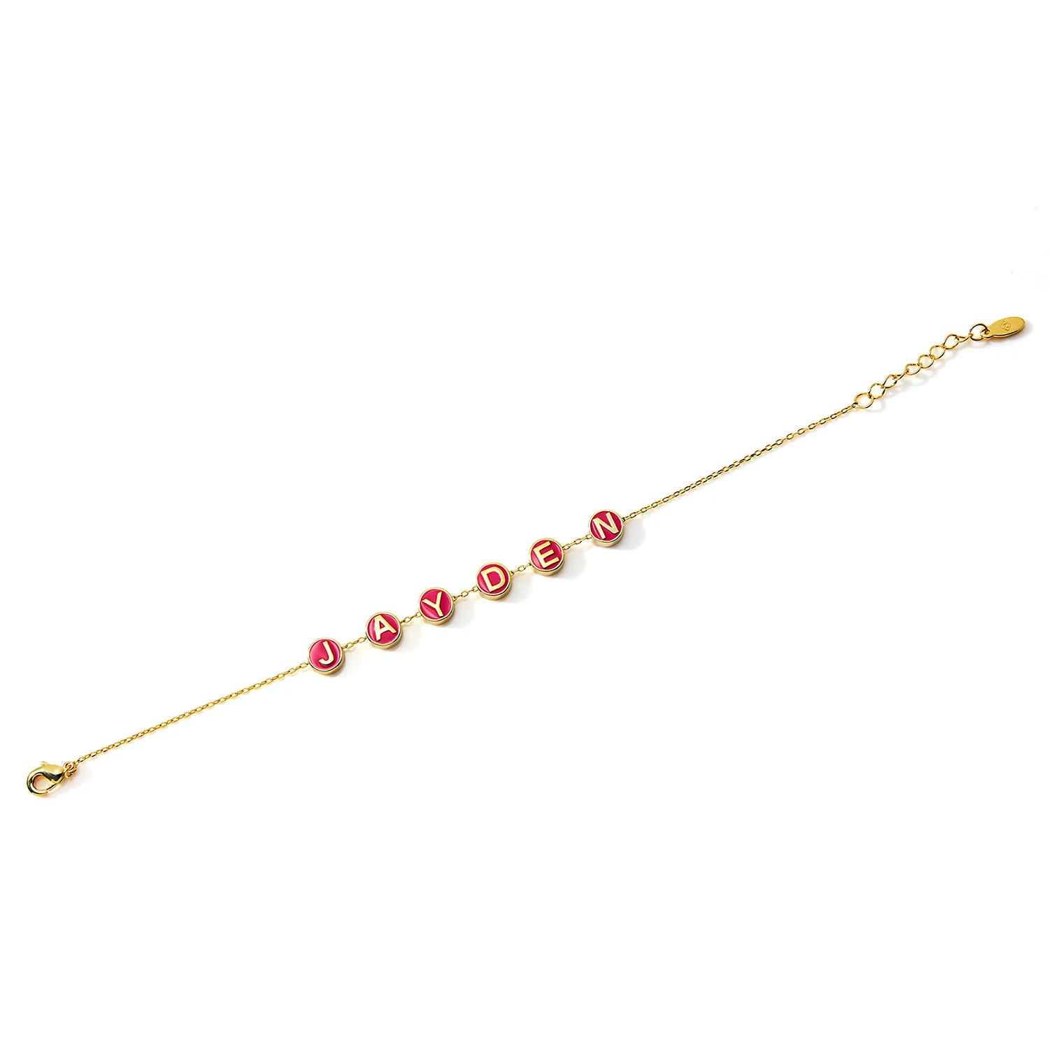 Personalized Enamel Slider Charm Name/ Initial Bracelet - Image 4