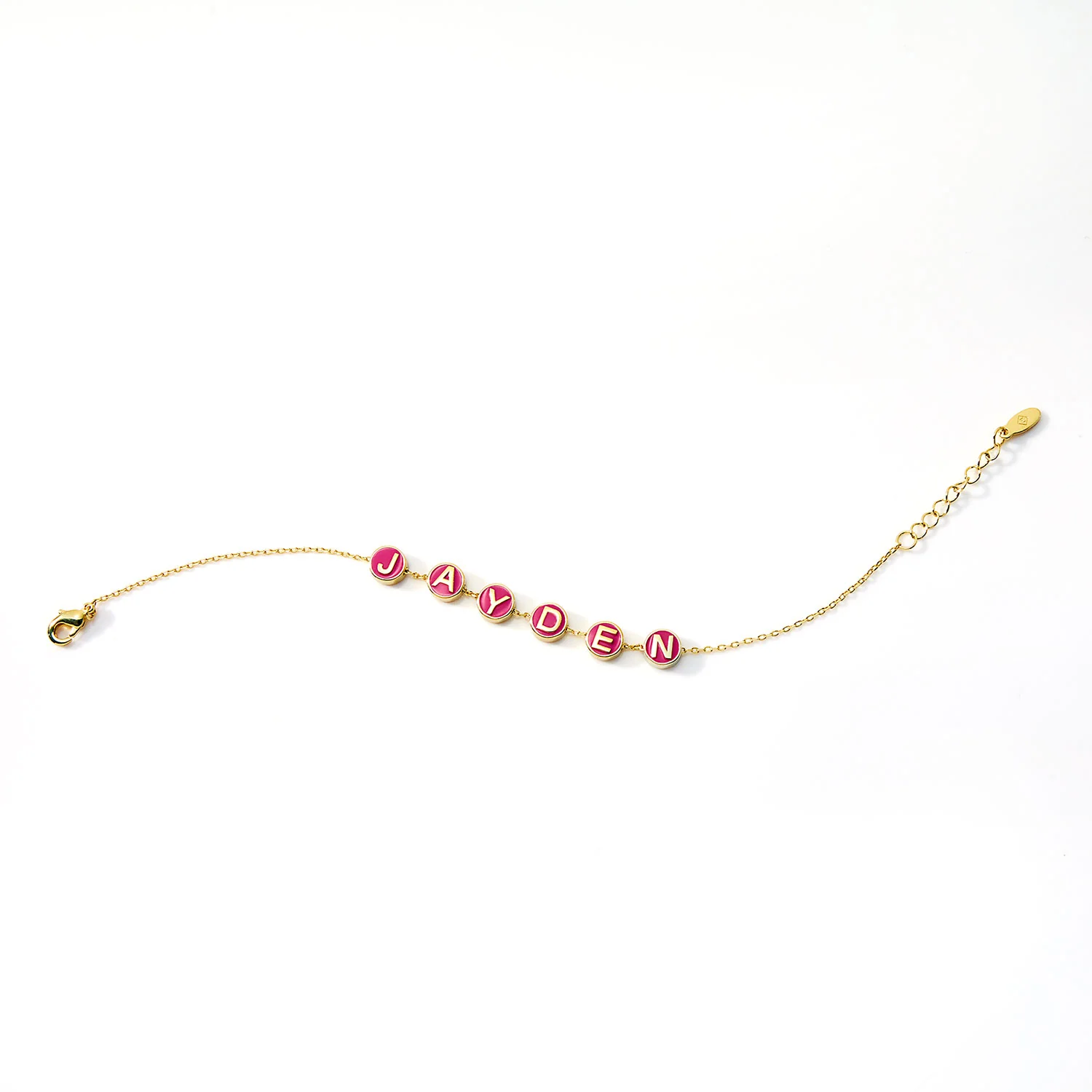 Personalized Enamel Slider Charm Name/ Initial Bracelet - Image 5