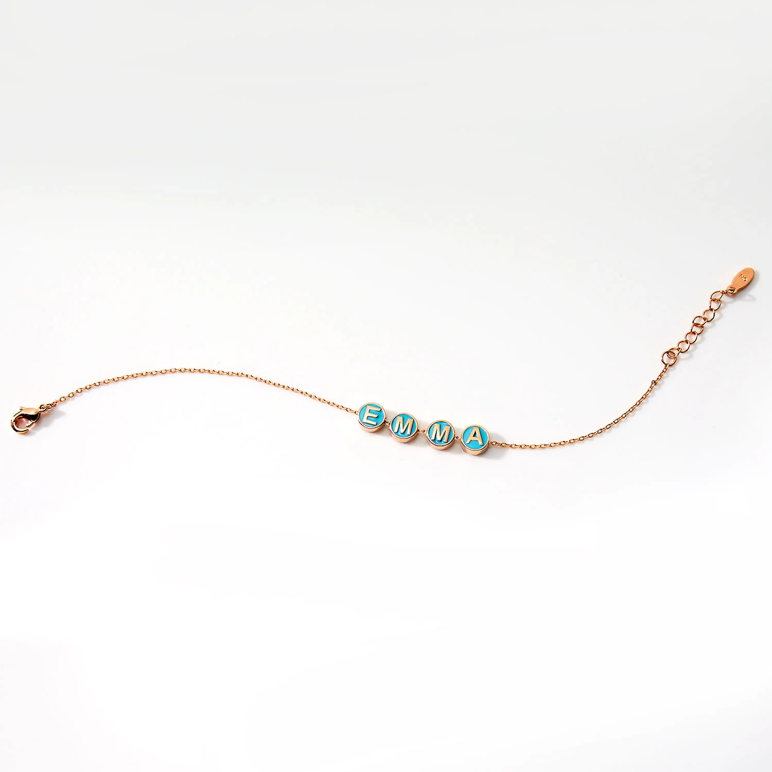 Personalized Enamel Slider Charm Name/ Initial Bracelet - Image 7