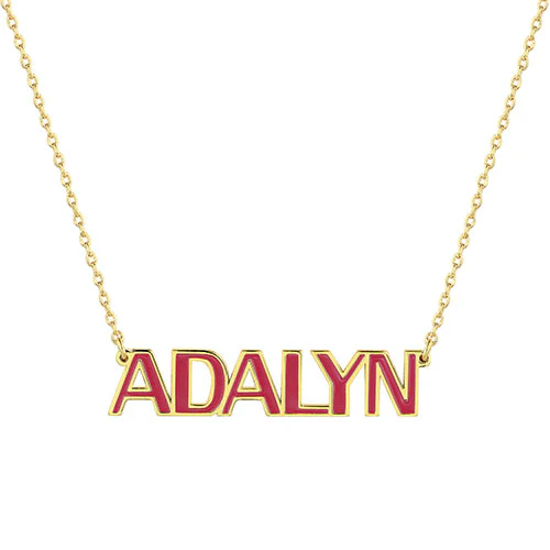 Personalized Enamel Uppercase Name Necklace - Image 4