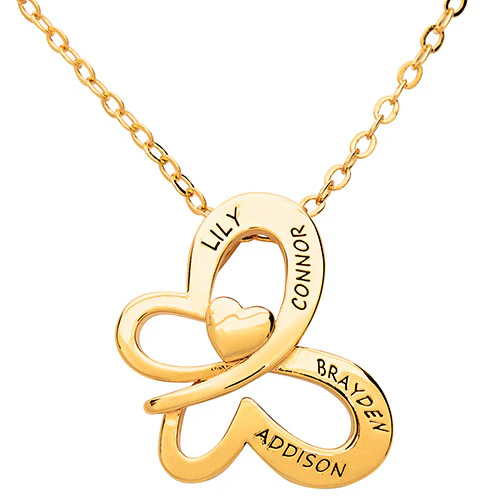 Personalized Engraved Butterfly with Heart Necklace - Image 4