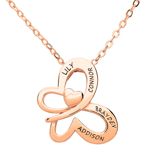 Personalized Engraved Butterfly with Heart Necklace - Image 6