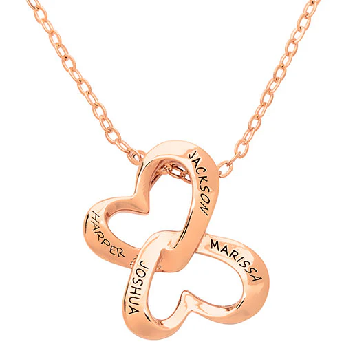 Personalized Engraved Double Heart Butterfly Necklace - Image 6