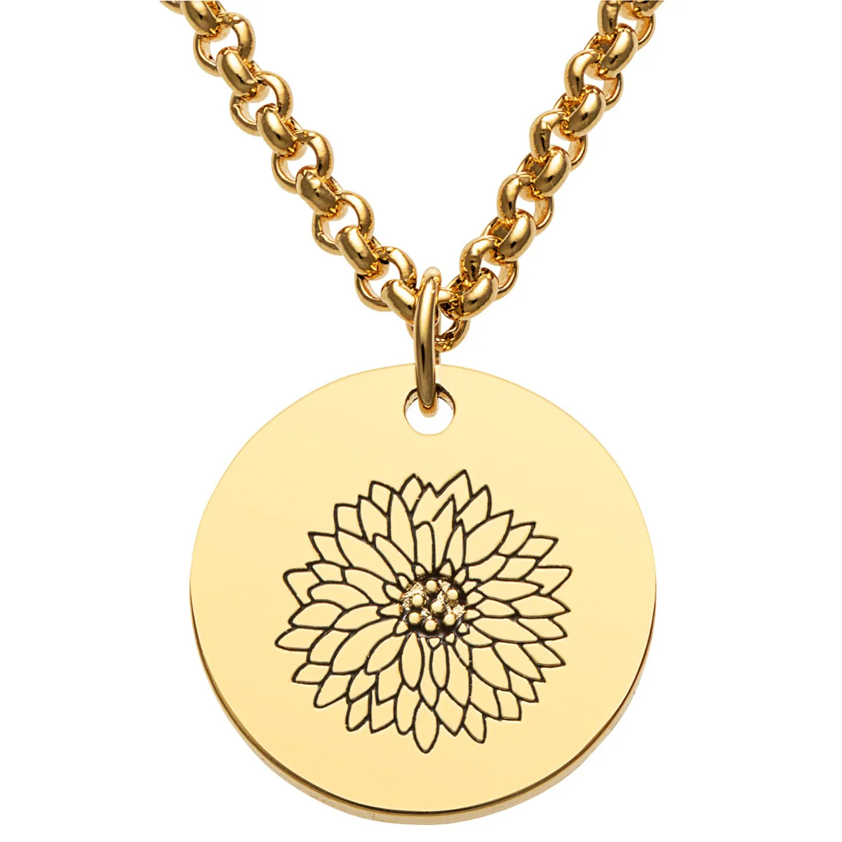Personalized Engraved Flower and Initial Disc Necklace - Image 6