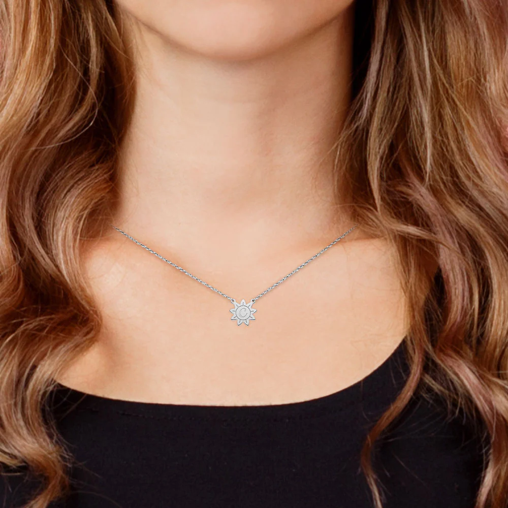 Personalized Engraved Initial Sunflower Necklace - Image 3