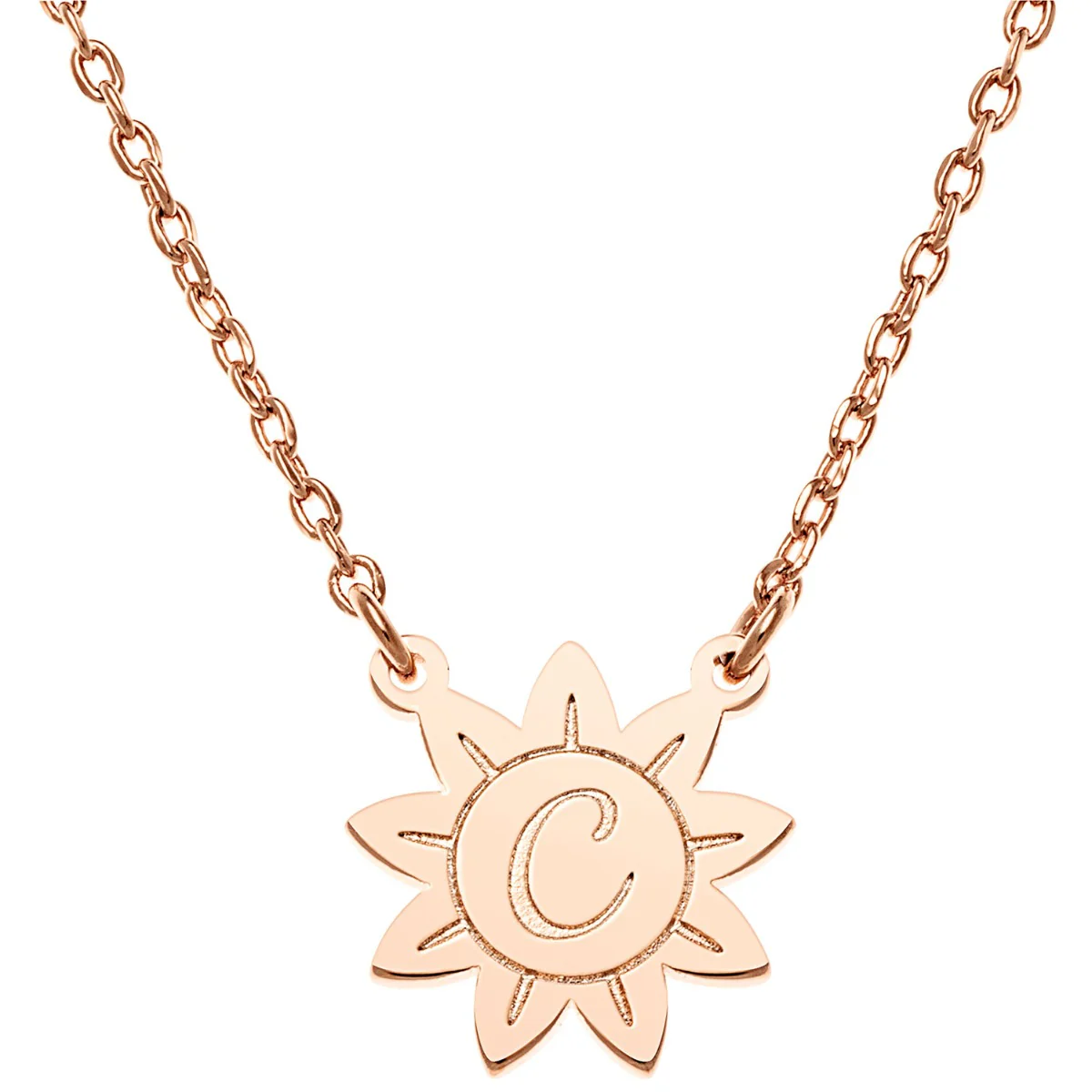 Personalized Engraved Initial Sunflower Necklace - Image 6