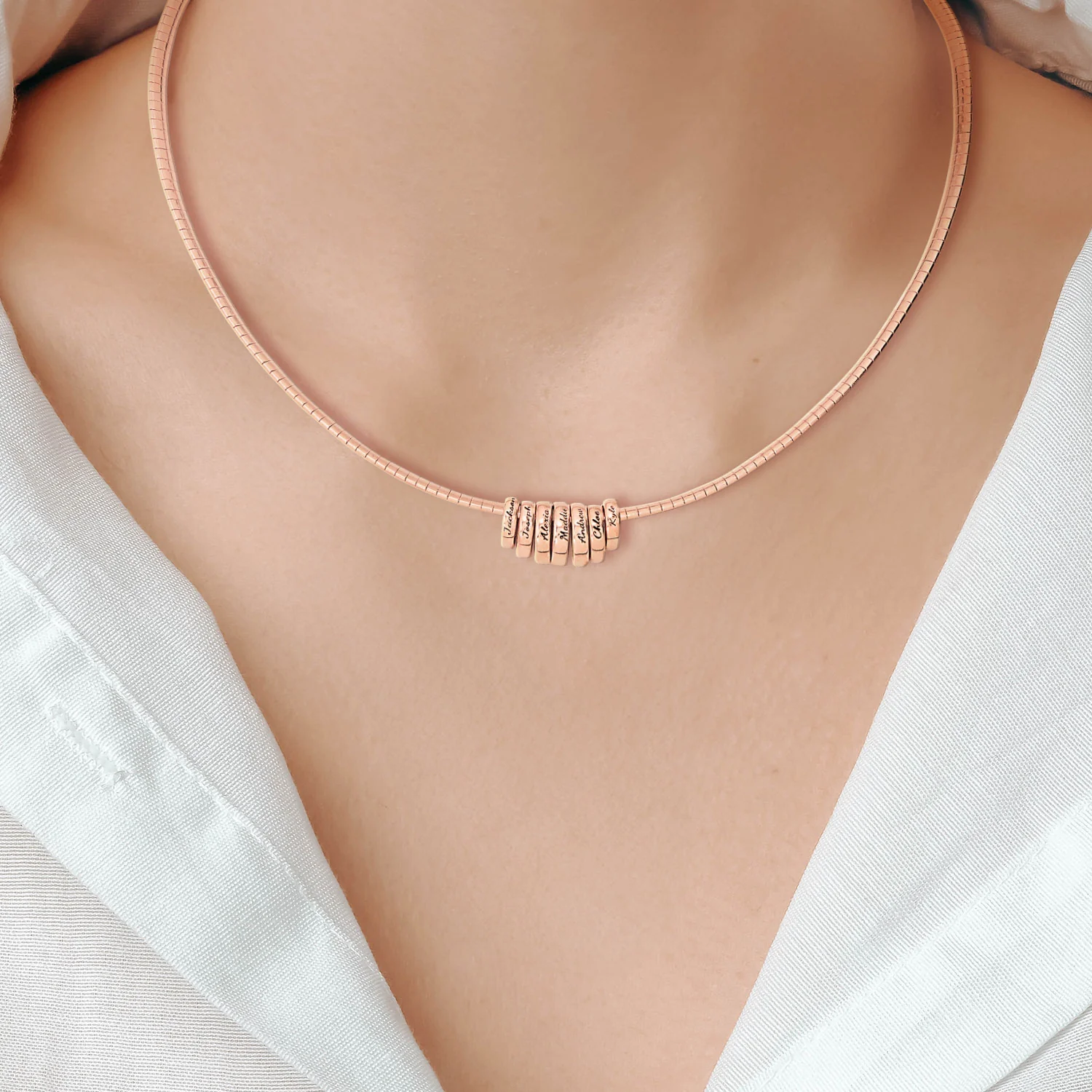 Personalized Engraved Slider Charms Omega Chain Necklace - Image 8