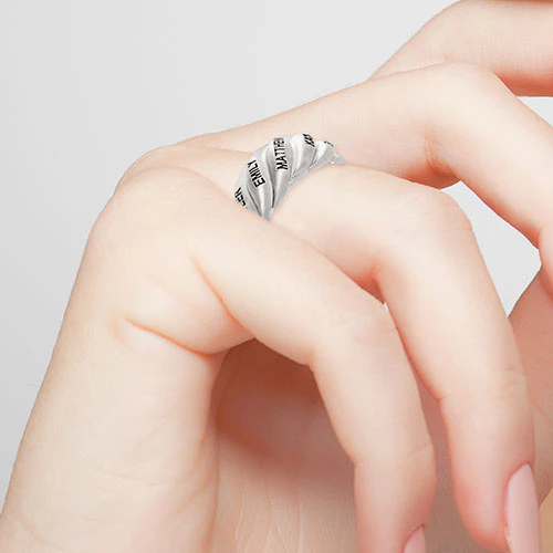 Personalized Engraved Swirl Dome Ring - Image 3