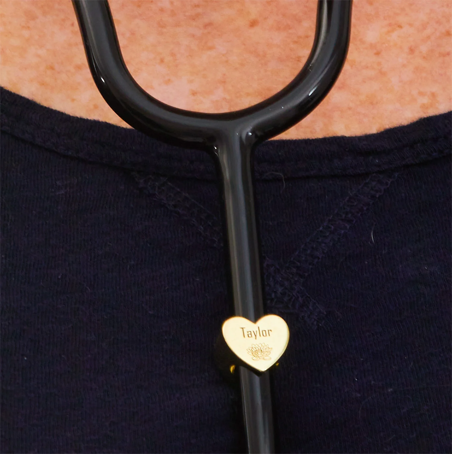Personalized Heart Stethoscope Slide Charm – Silver, Gold & Rose Gold Plated - Image 6