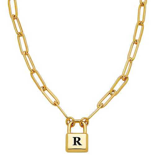 Personalized Initial Padlock Necklace - Image 3