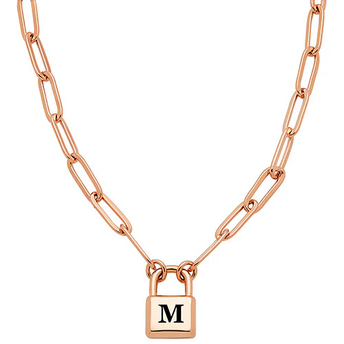 Personalized Initial Padlock Necklace - Image 4