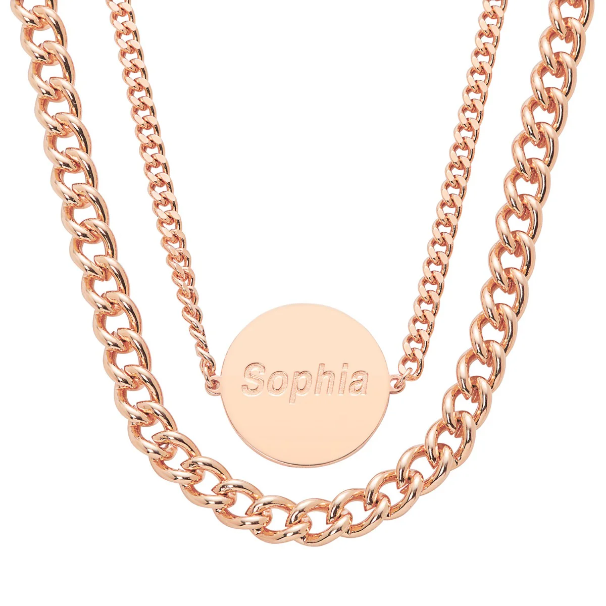 Personalized Layered Engraved Name Necklace - Image 2
