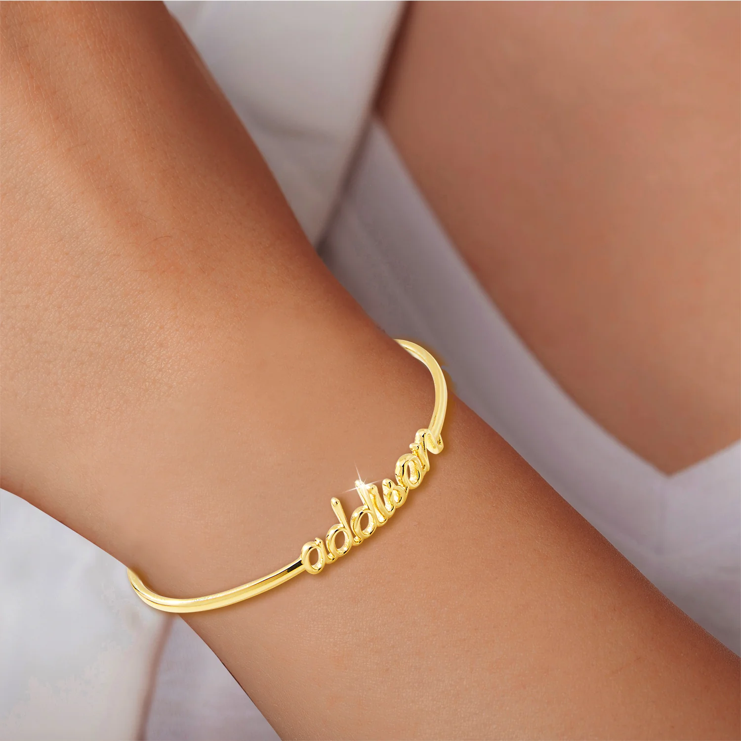 Personalized Lowercase Script Name Cuff Bracelet - Image 3
