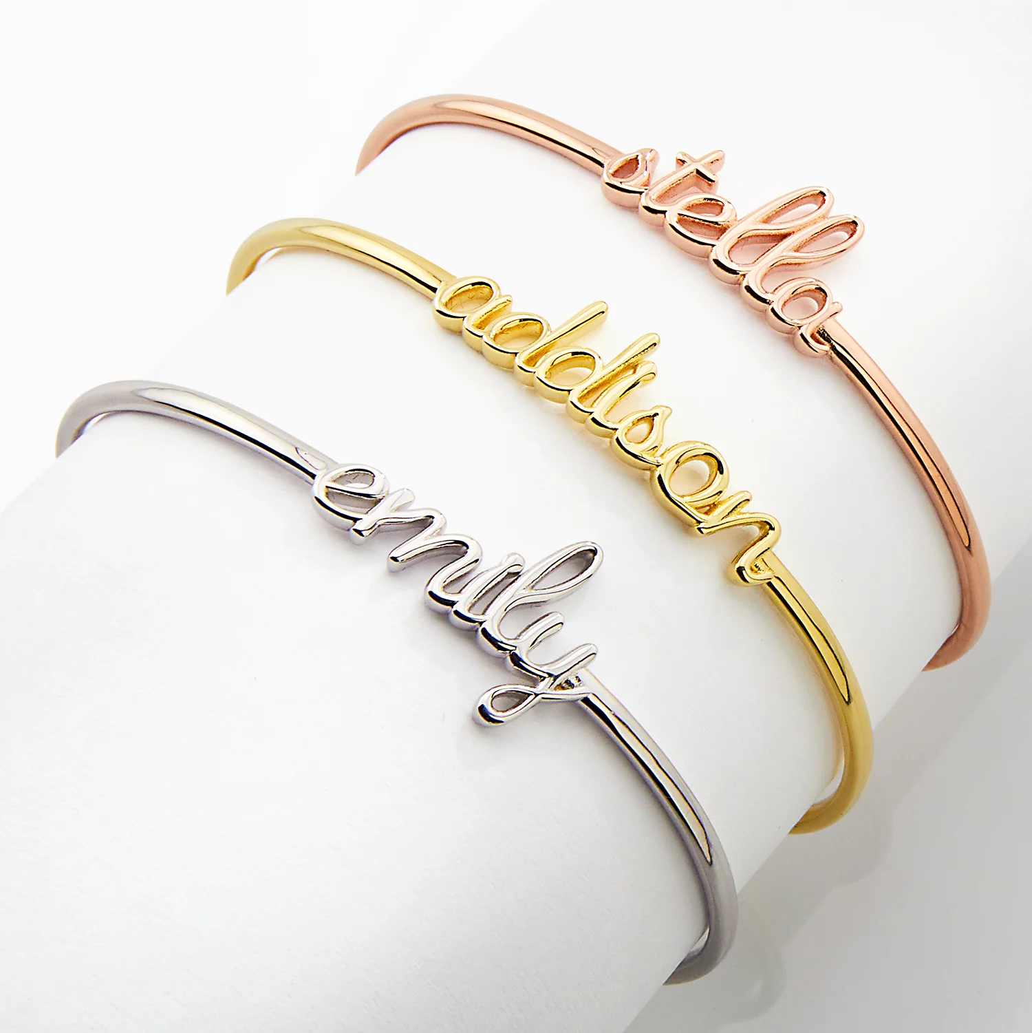 Personalized Lowercase Script Name Cuff Bracelet - Image 6