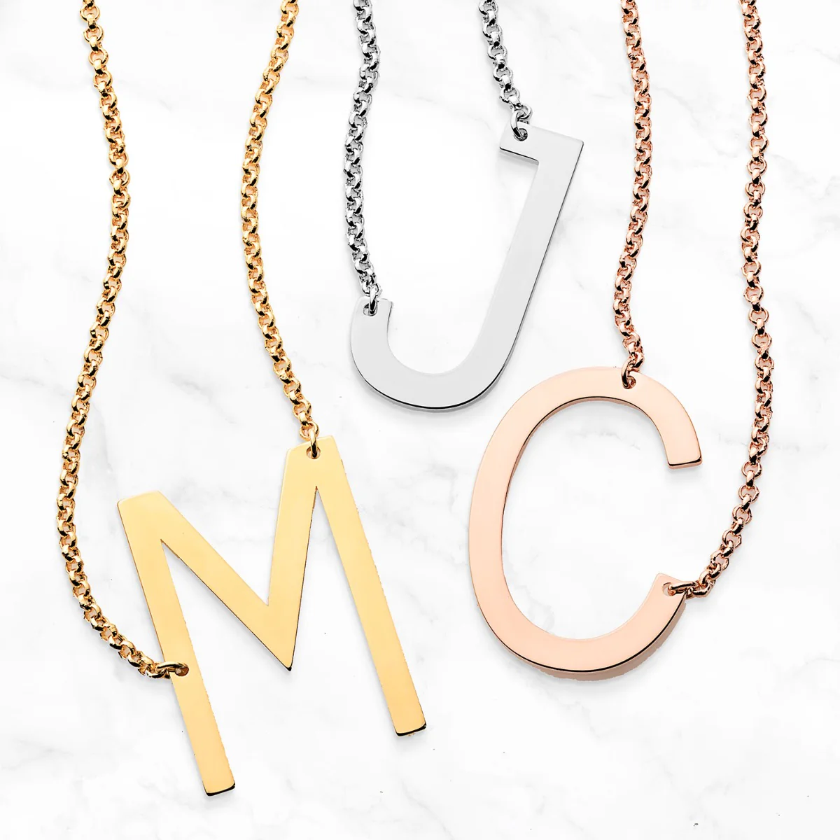 Personalized Medium Sideways Initial Necklace