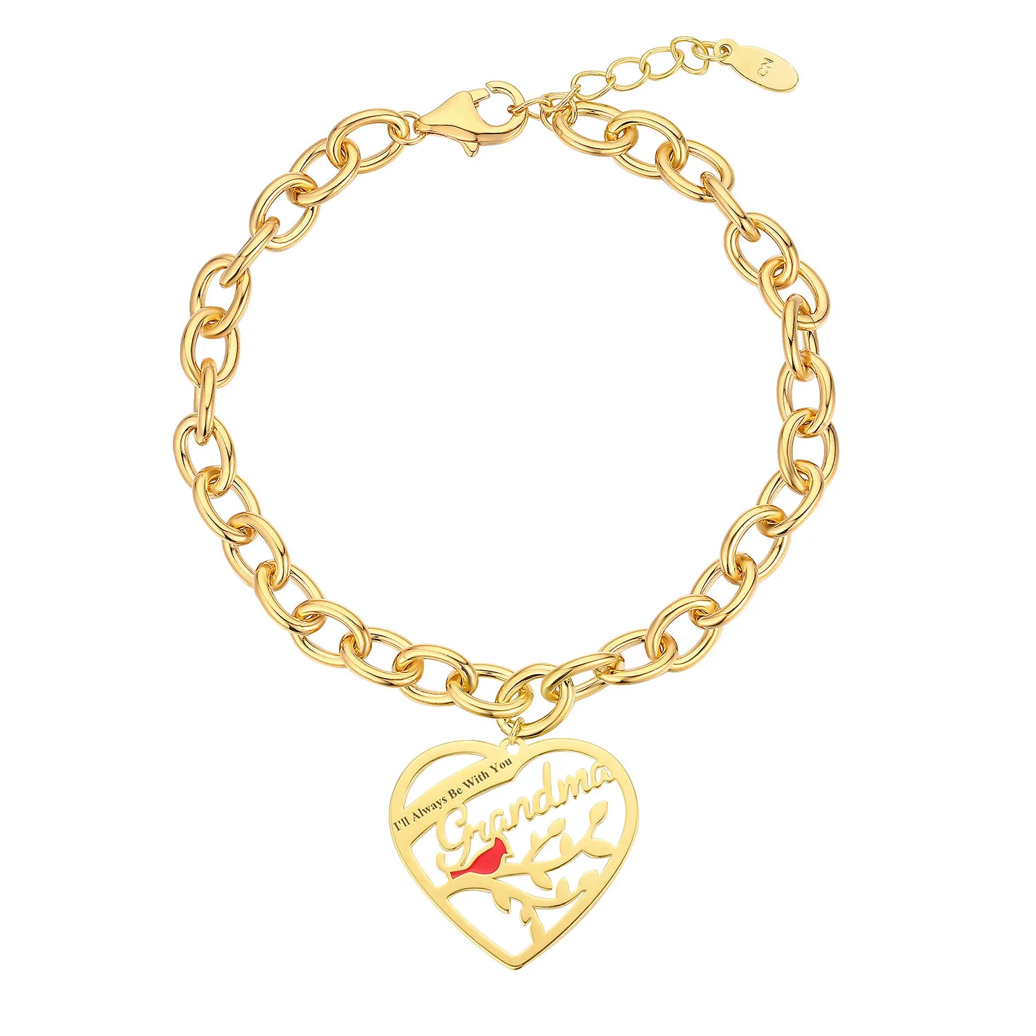 Personalized Memorial Heart with Cardinal Bracelet - Image 4
