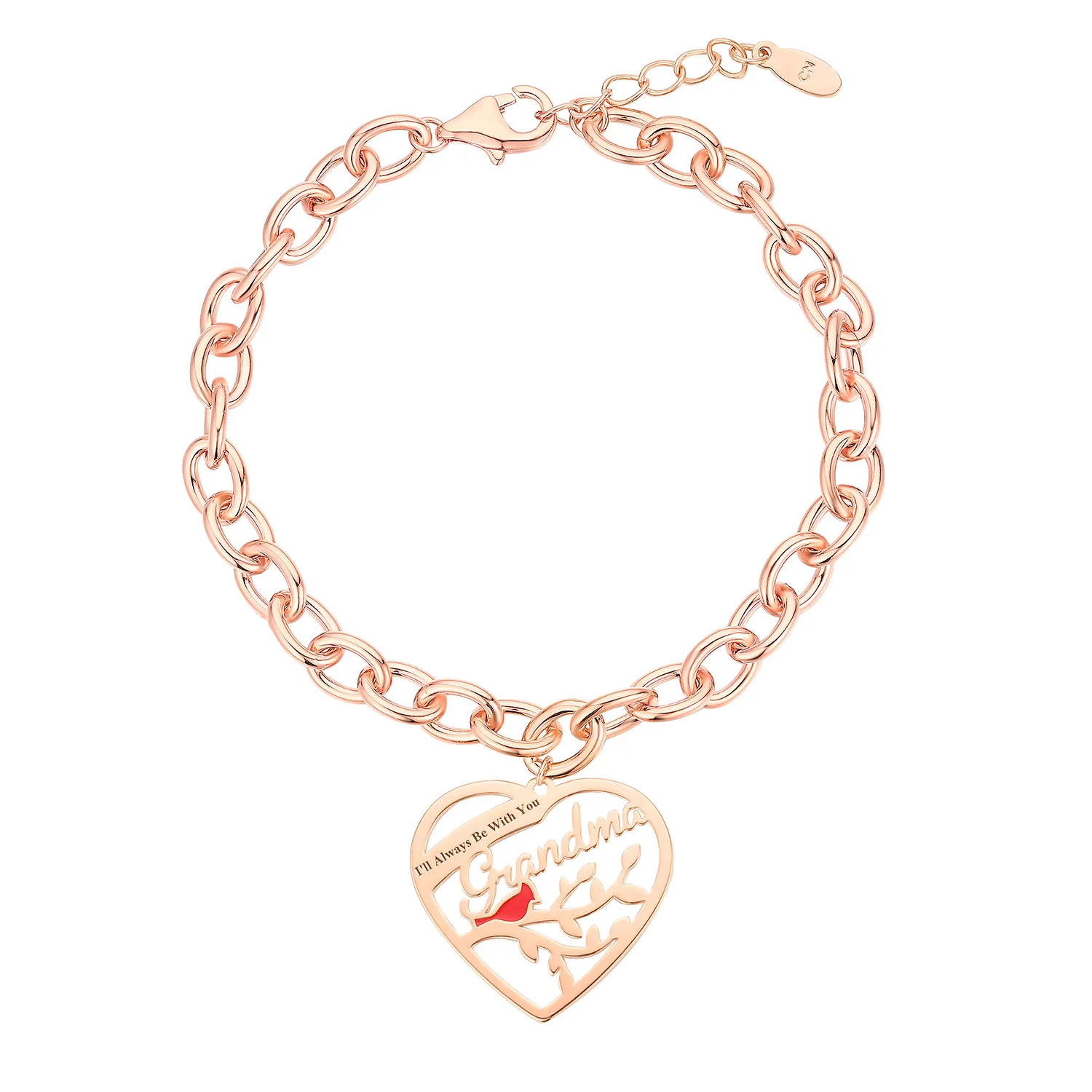 Personalized Memorial Heart with Cardinal Bracelet - Image 5