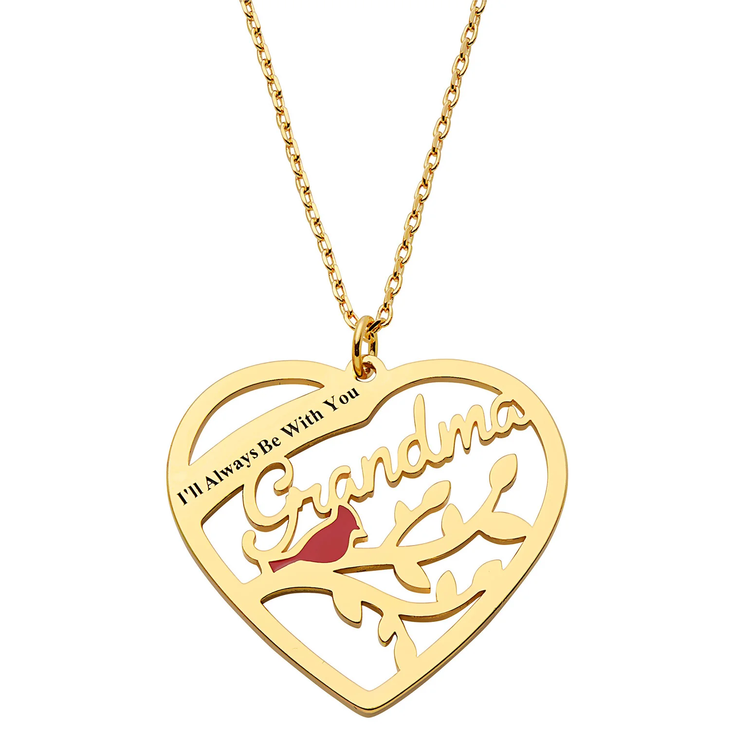 Memorial Cardinal Personalized Heart Necklace - Image 4