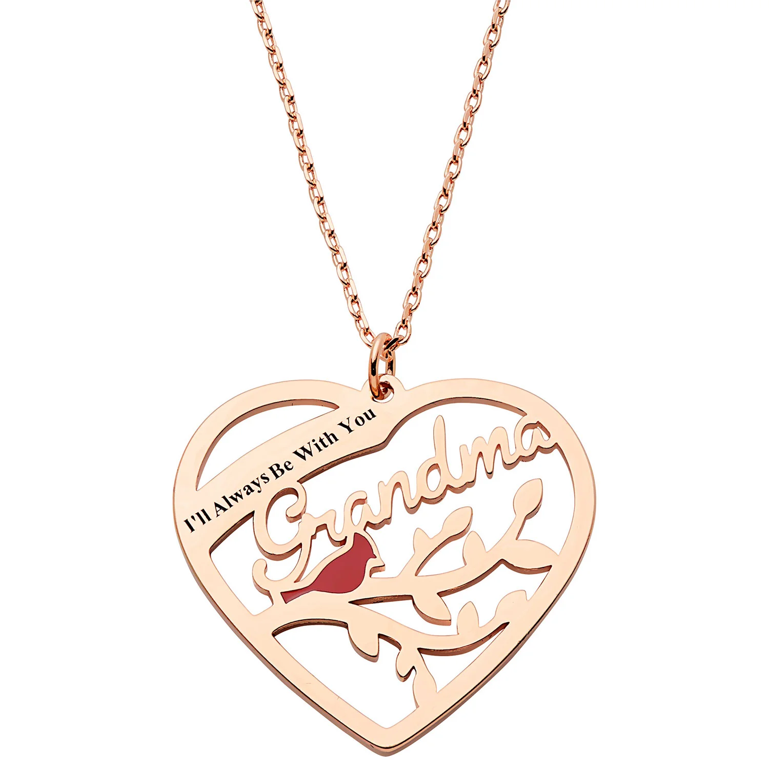 Memorial Cardinal Personalized Heart Necklace - Image 5