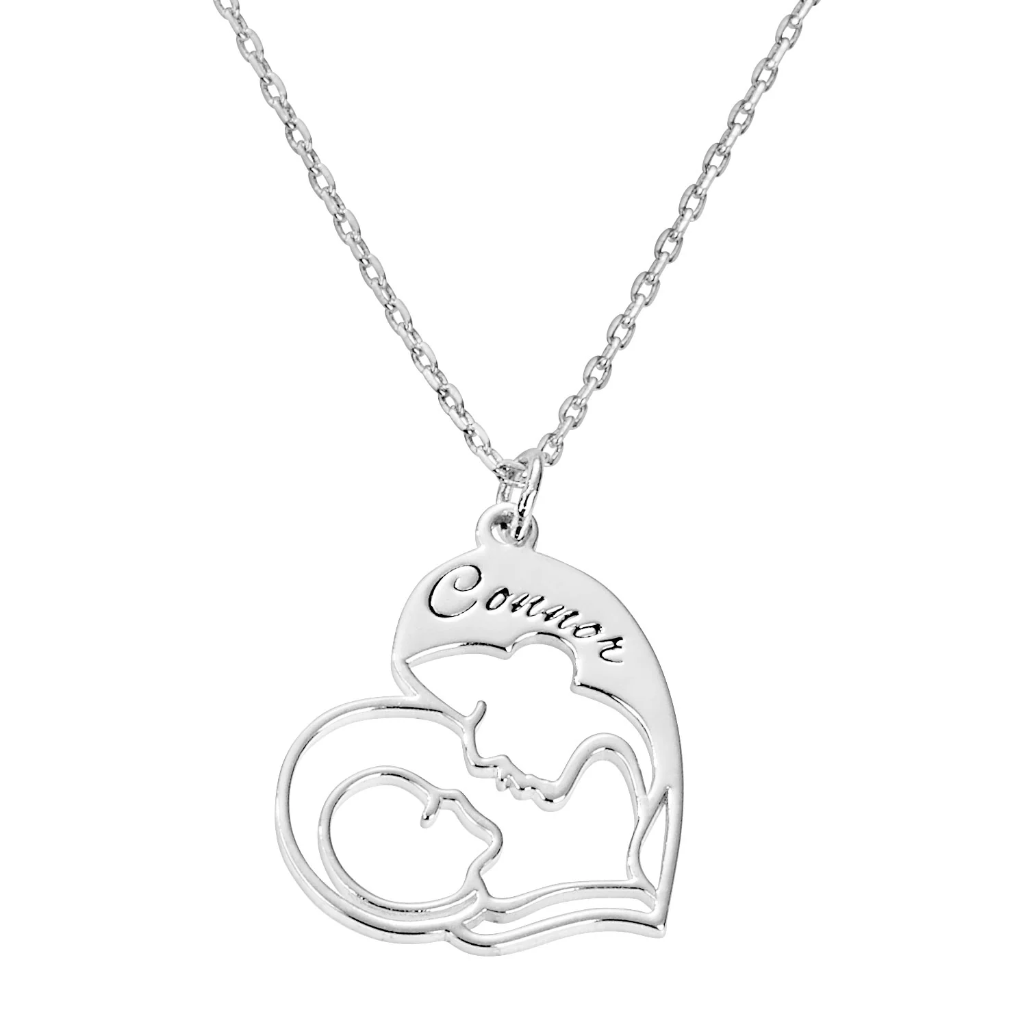 Personalized Mother and Child Heart Necklace - Image 2