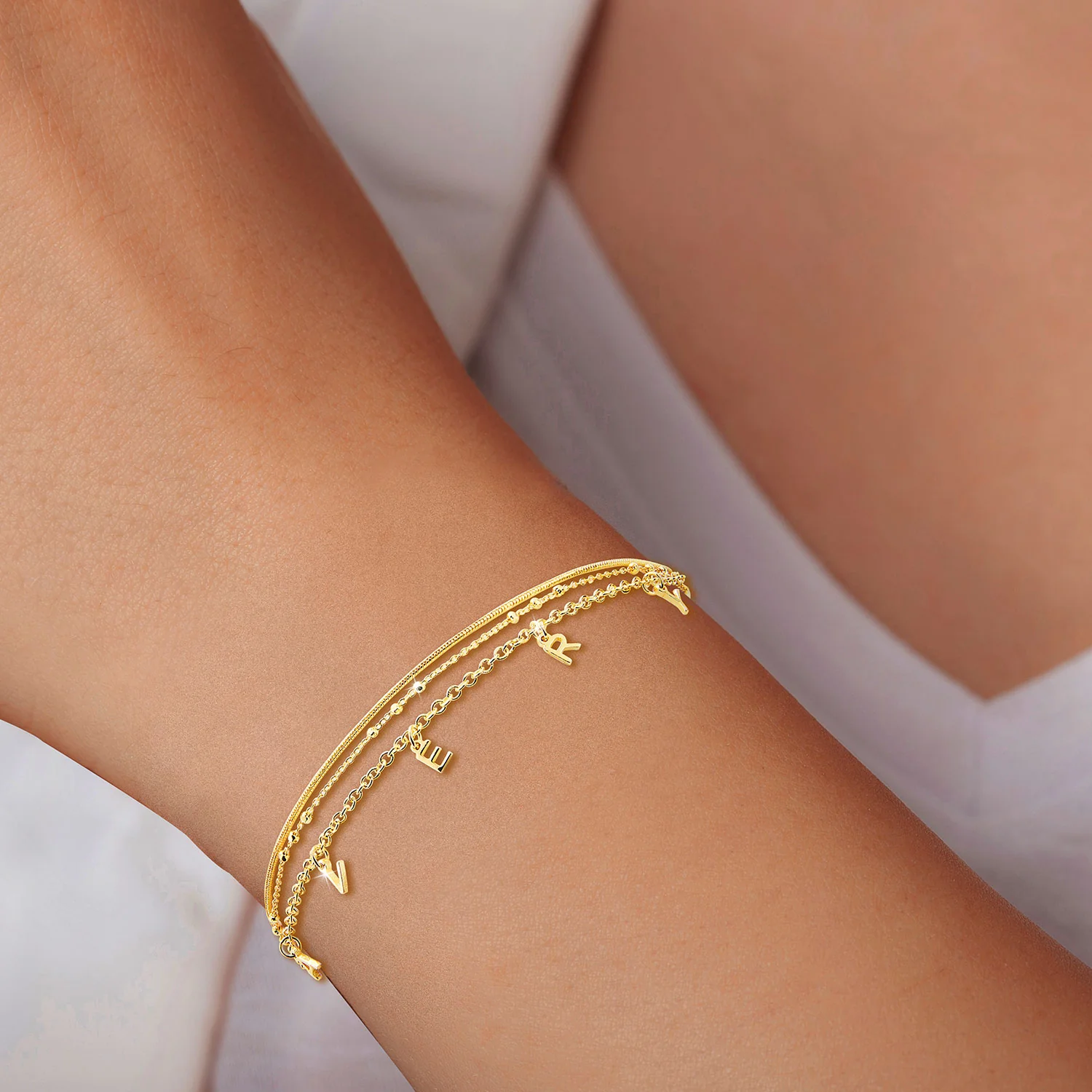 Personalized Multichain Dainty Name Bracelet - Image 2