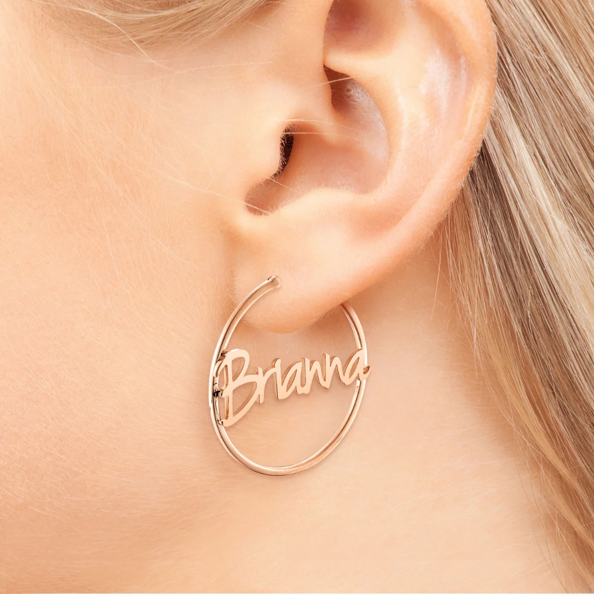 Personalized Name Medium Hoop Earrings - Image 10
