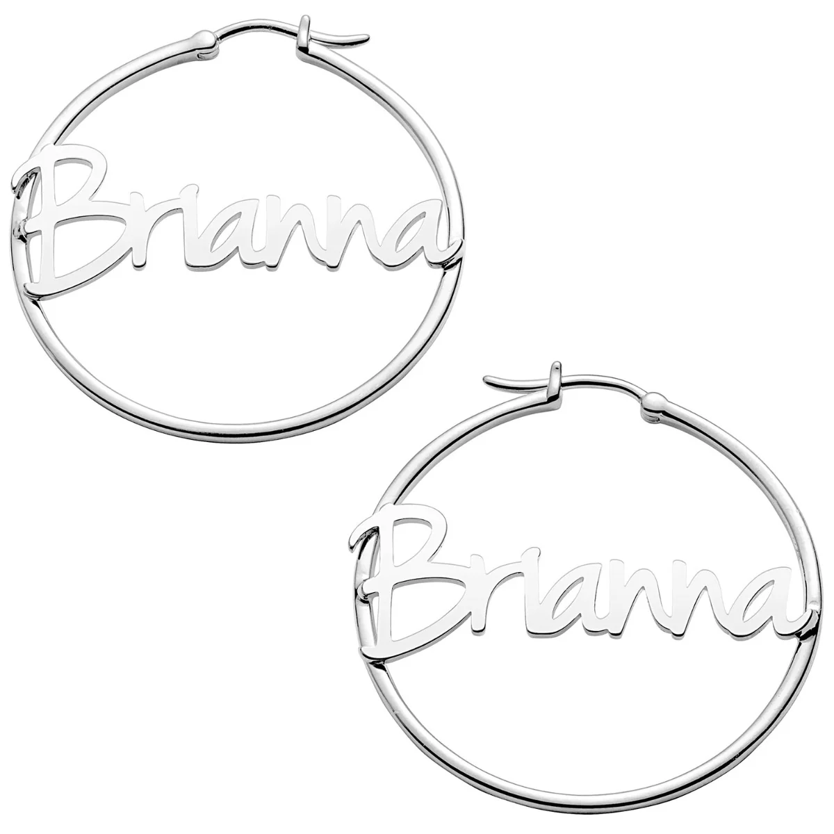 Personalized Name Medium Hoop Earrings - Image 2
