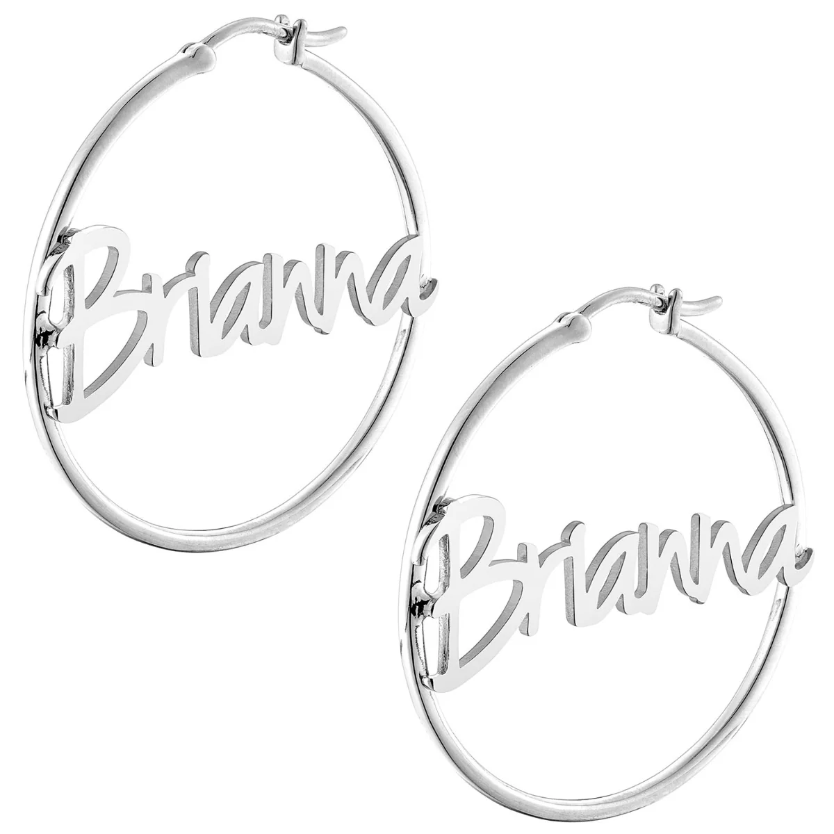 Personalized Name Medium Hoop Earrings - Image 3