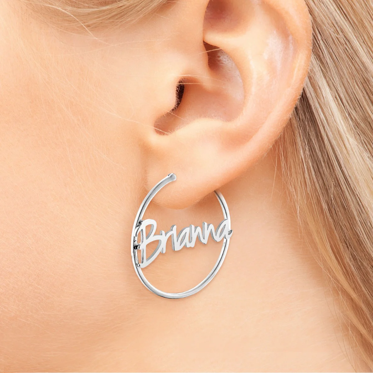 Personalized Name Medium Hoop Earrings - Image 4