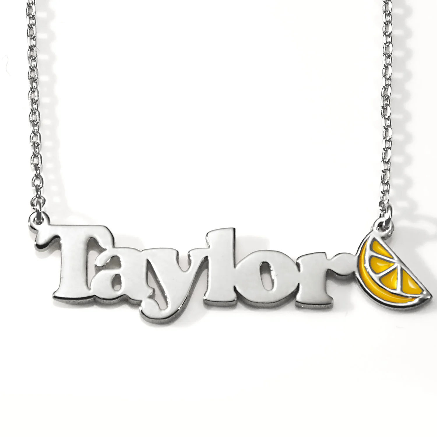 Personalized Name Necklace with Enamel Lemon Wedge Accent - Image 3