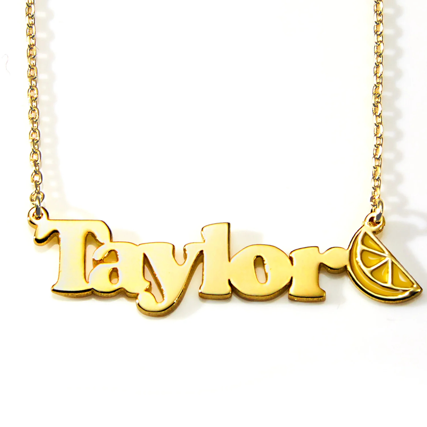 Personalized Name Necklace with Enamel Lemon Wedge Accent - Image 4