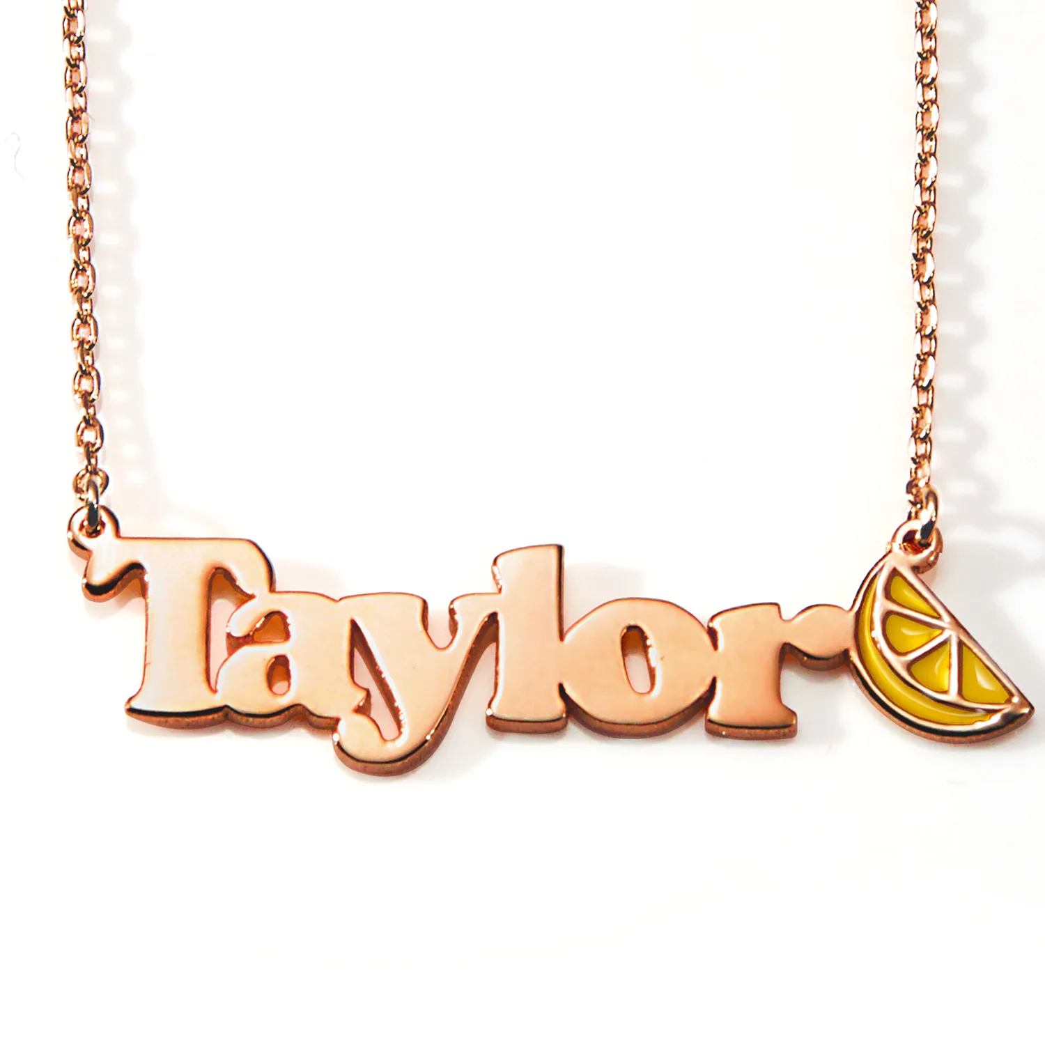 Personalized Name Necklace with Enamel Lemon Wedge Accent - Image 5