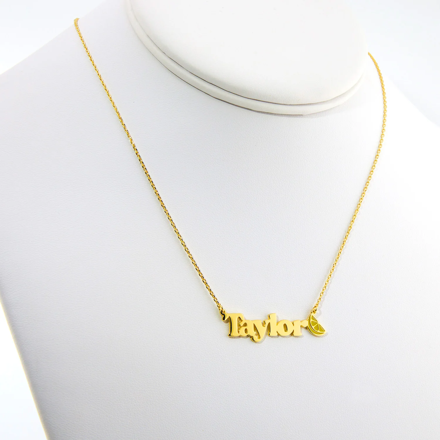 Personalized Name Necklace with Enamel Lemon Wedge Accent - Image 6