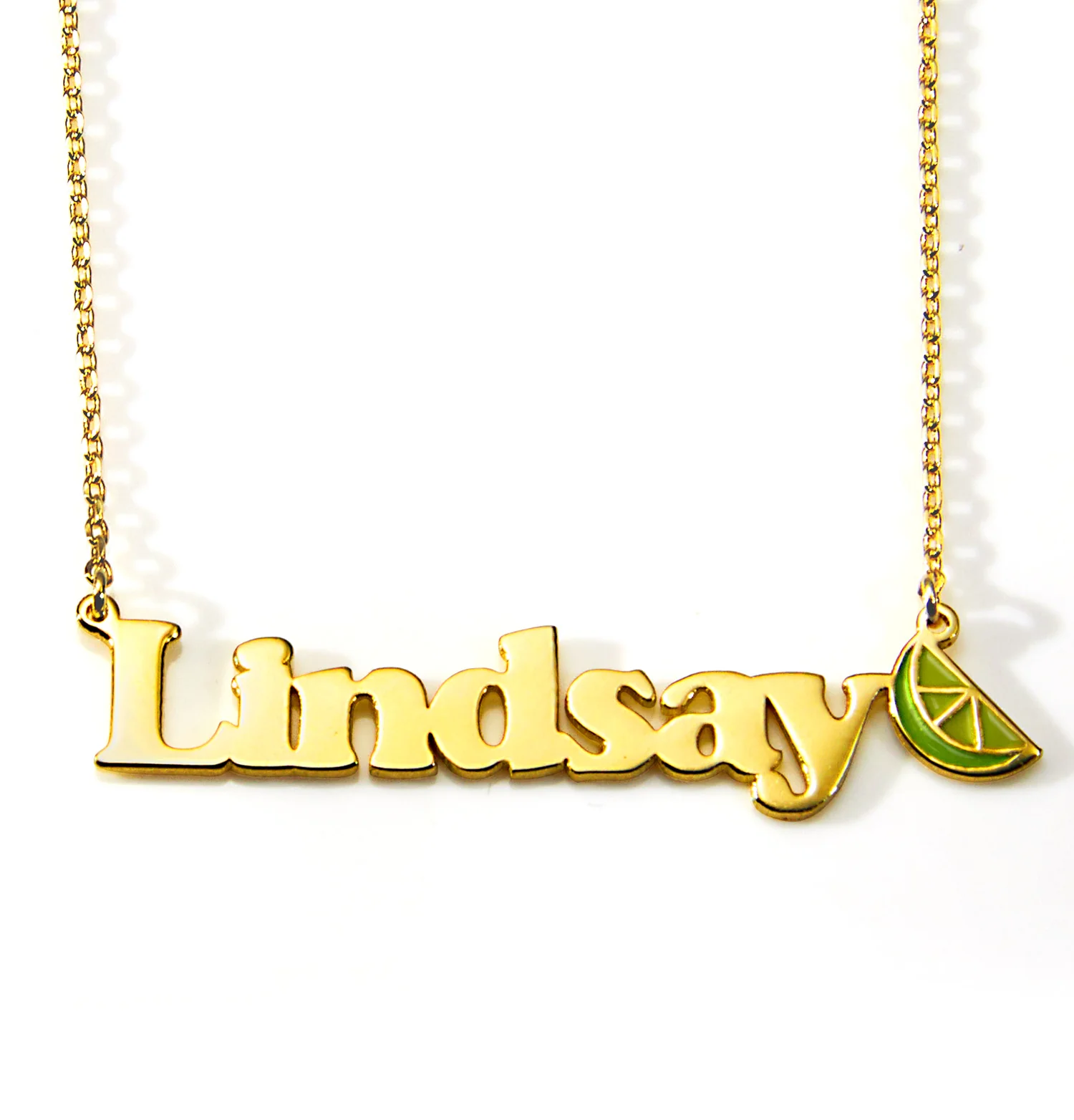 Personalized Name Necklace with Enamel Lime Wedge Accent - Image 4