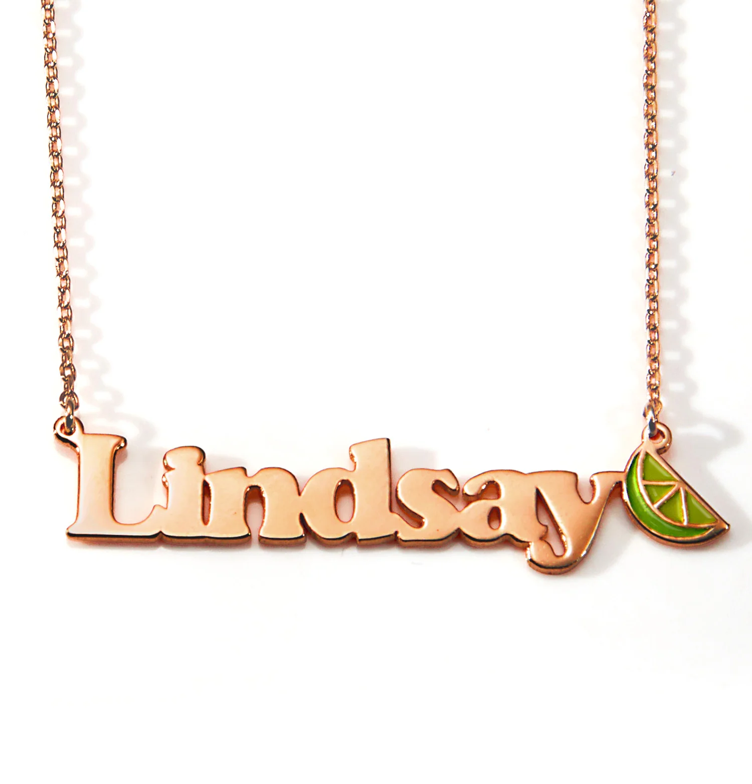 Personalized Name Necklace with Enamel Lime Wedge Accent - Image 5