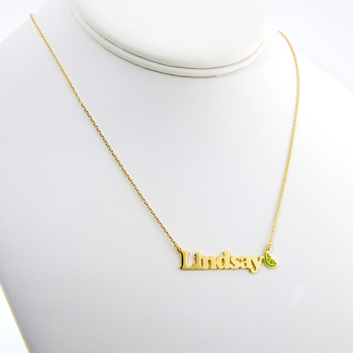 Personalized Name Necklace with Enamel Lime Wedge Accent - Image 6