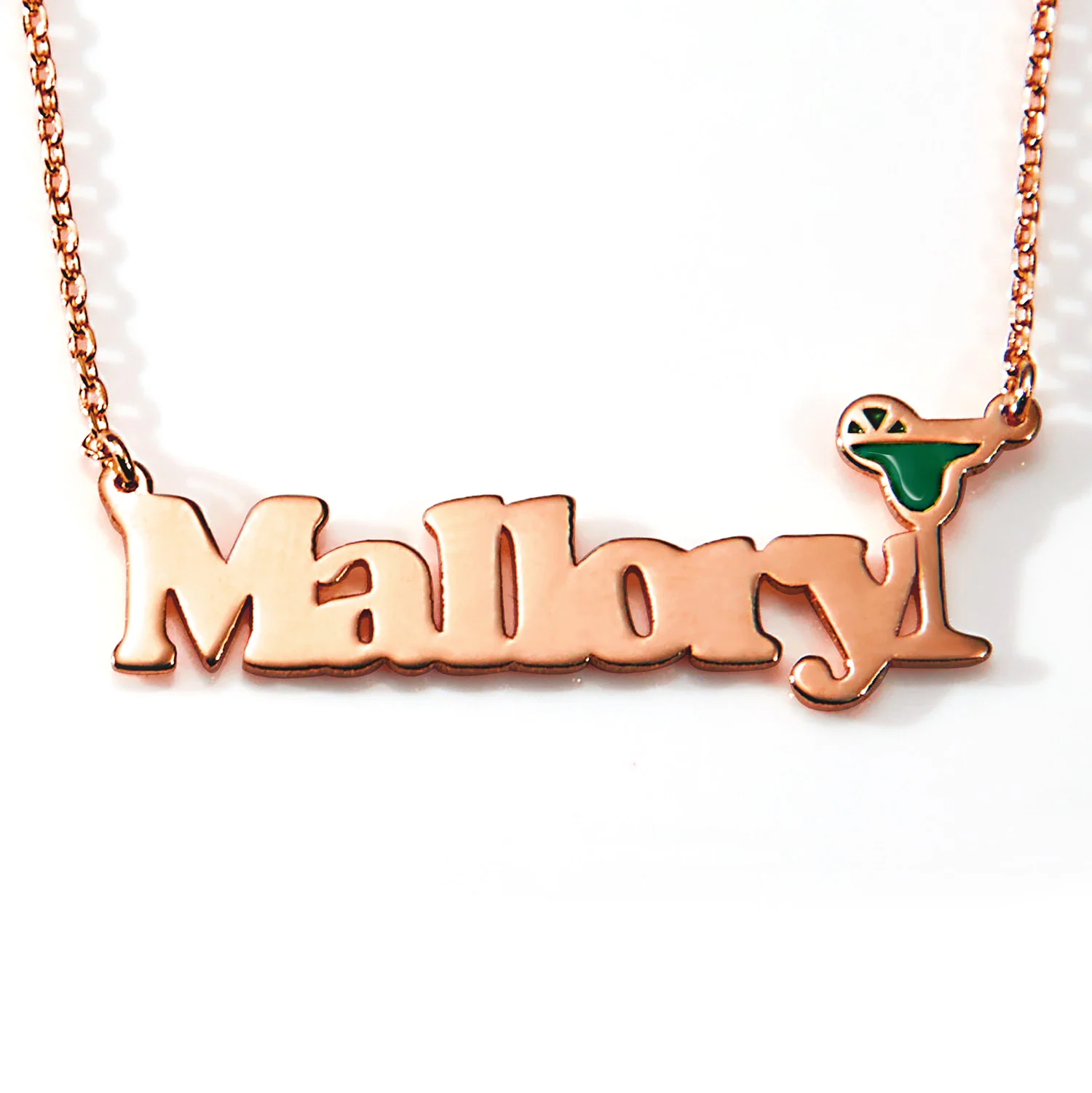 Personalized Name Necklace with Enamel Margarita Accent - Image 5