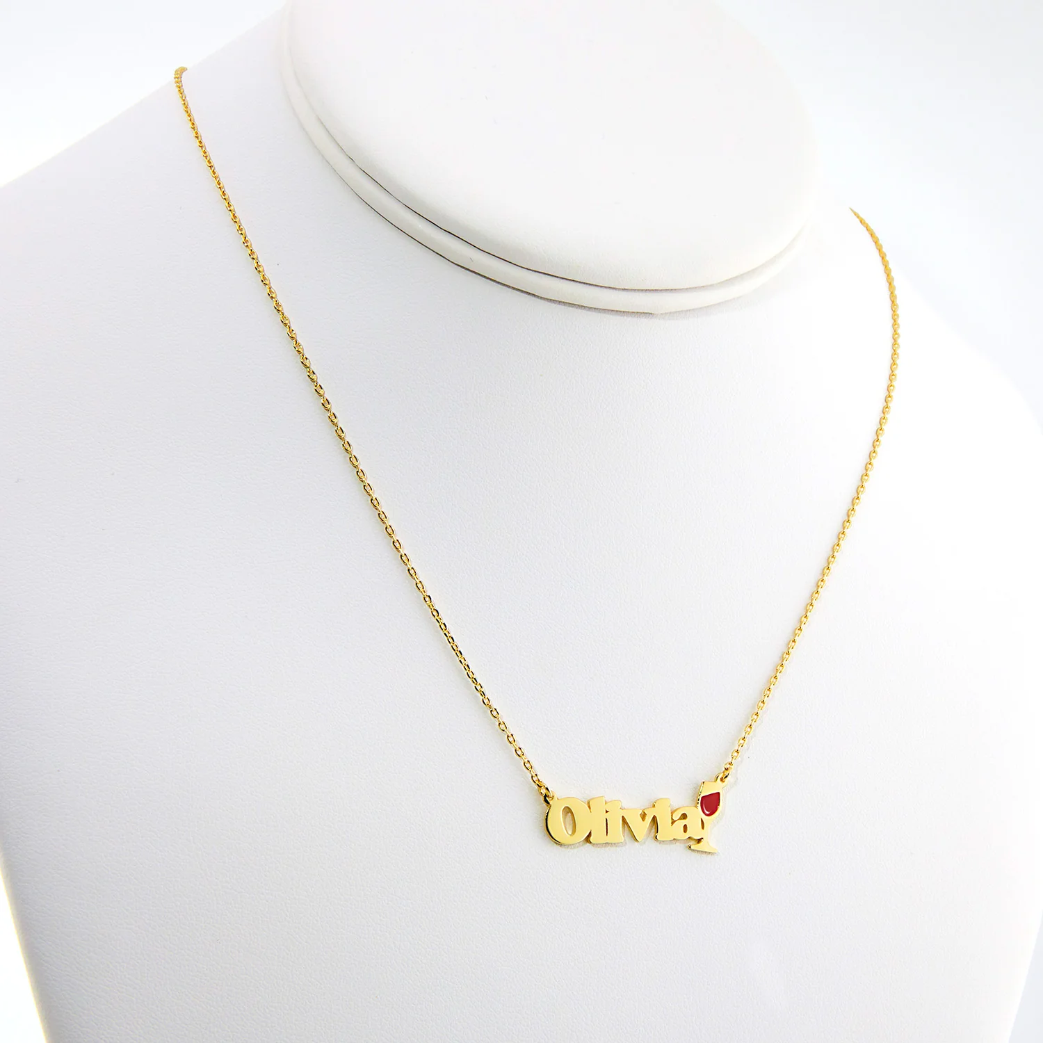Personalized Name Necklace with Enamel Martini Accent - Image 6
