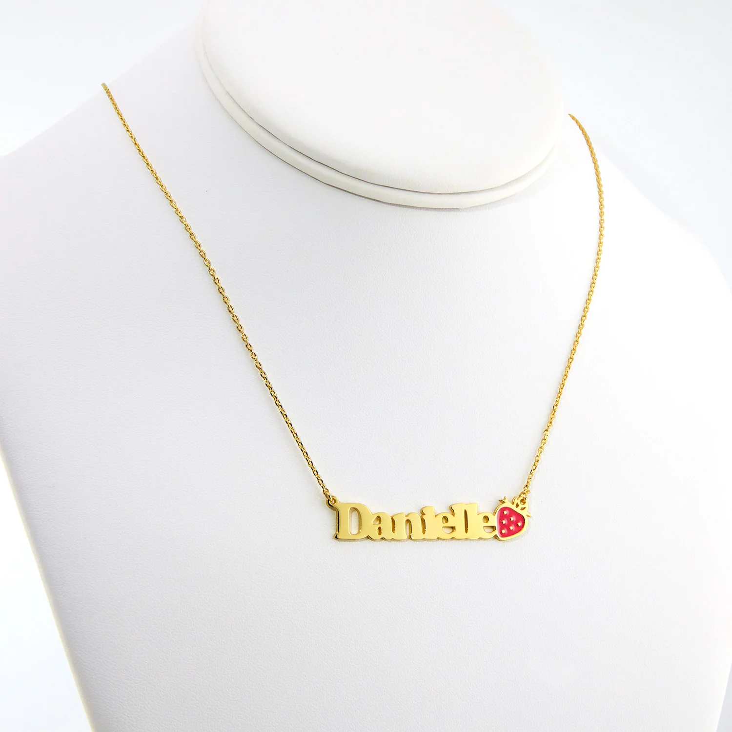 Personalized Name Necklace with Enamel Strawberry Accent - Image 6