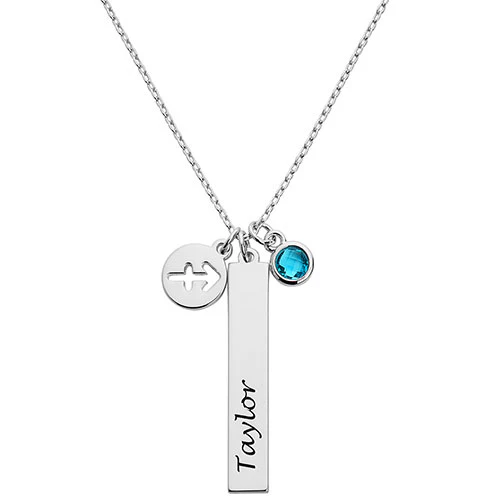 Personalized Name, Zodiac Sign and Birthstone Cluster Necklace - Image 2
