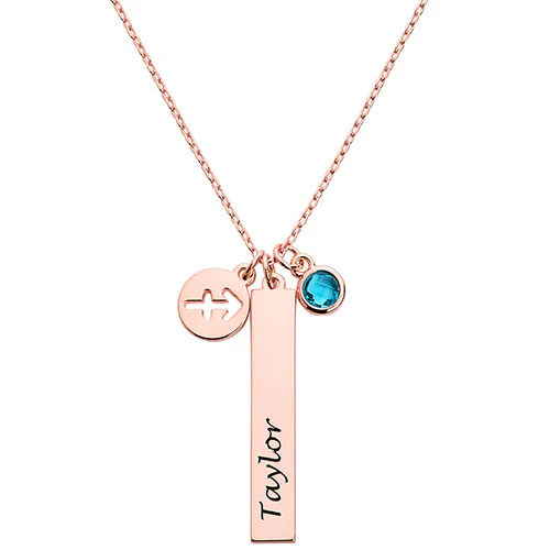 Personalized Name, Zodiac Sign and Birthstone Cluster Necklace - Image 8