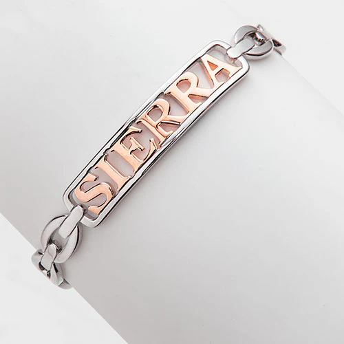 Personalized Plaque Name Frozen Paperclip Chain Cuff Bracelet - Image 6