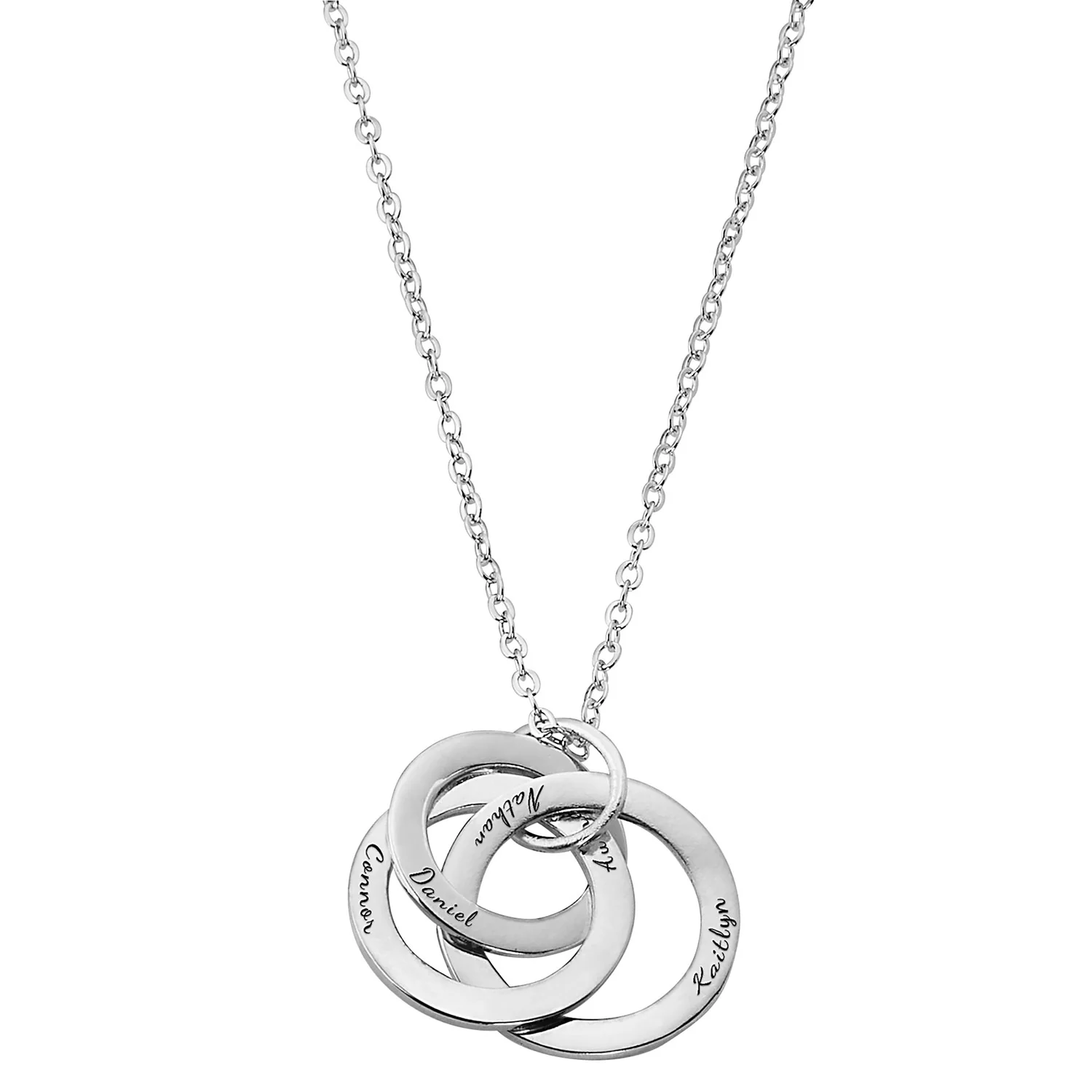 Personalized Rolling Trinity Rings Pendant Necklace - Image 2