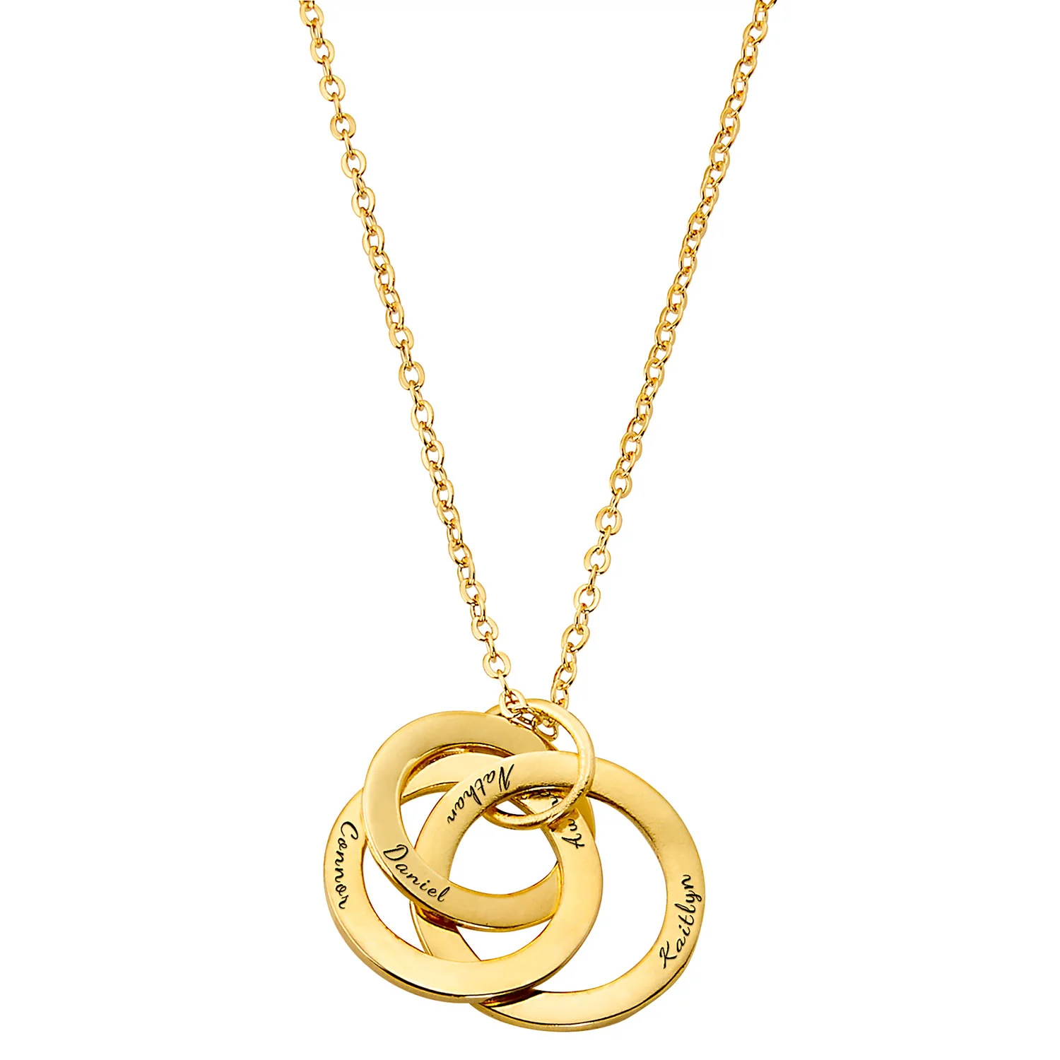 Personalized Rolling Trinity Rings Pendant Necklace - Image 4