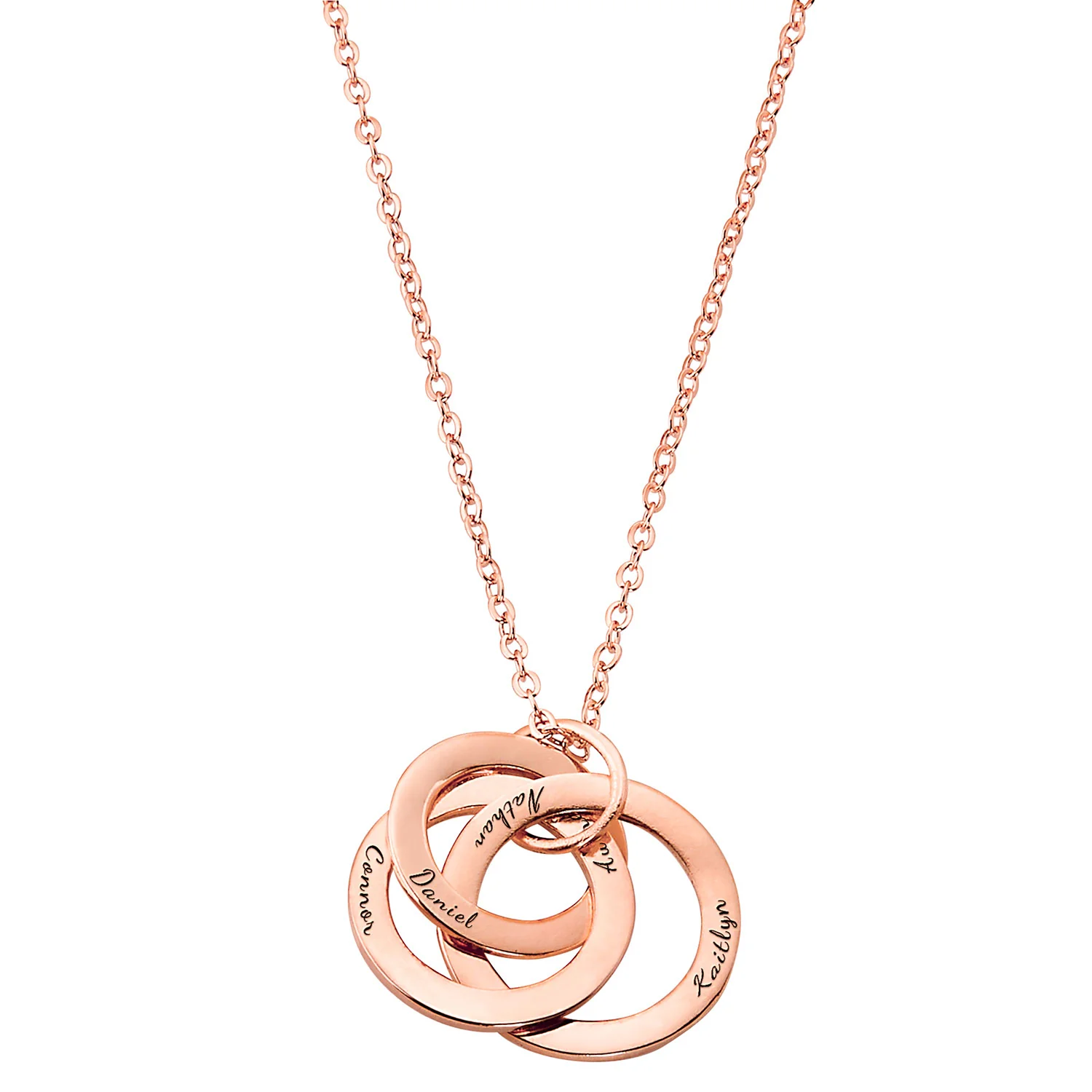 Personalized Rolling Trinity Rings Pendant Necklace - Image 5