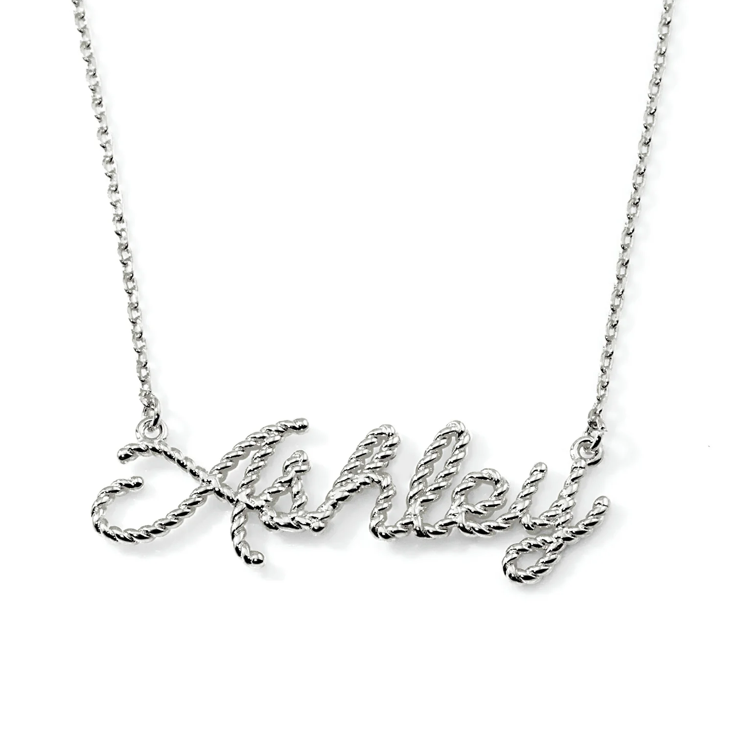 Personalized Roped Script Name Plaque Necklace - Image 3